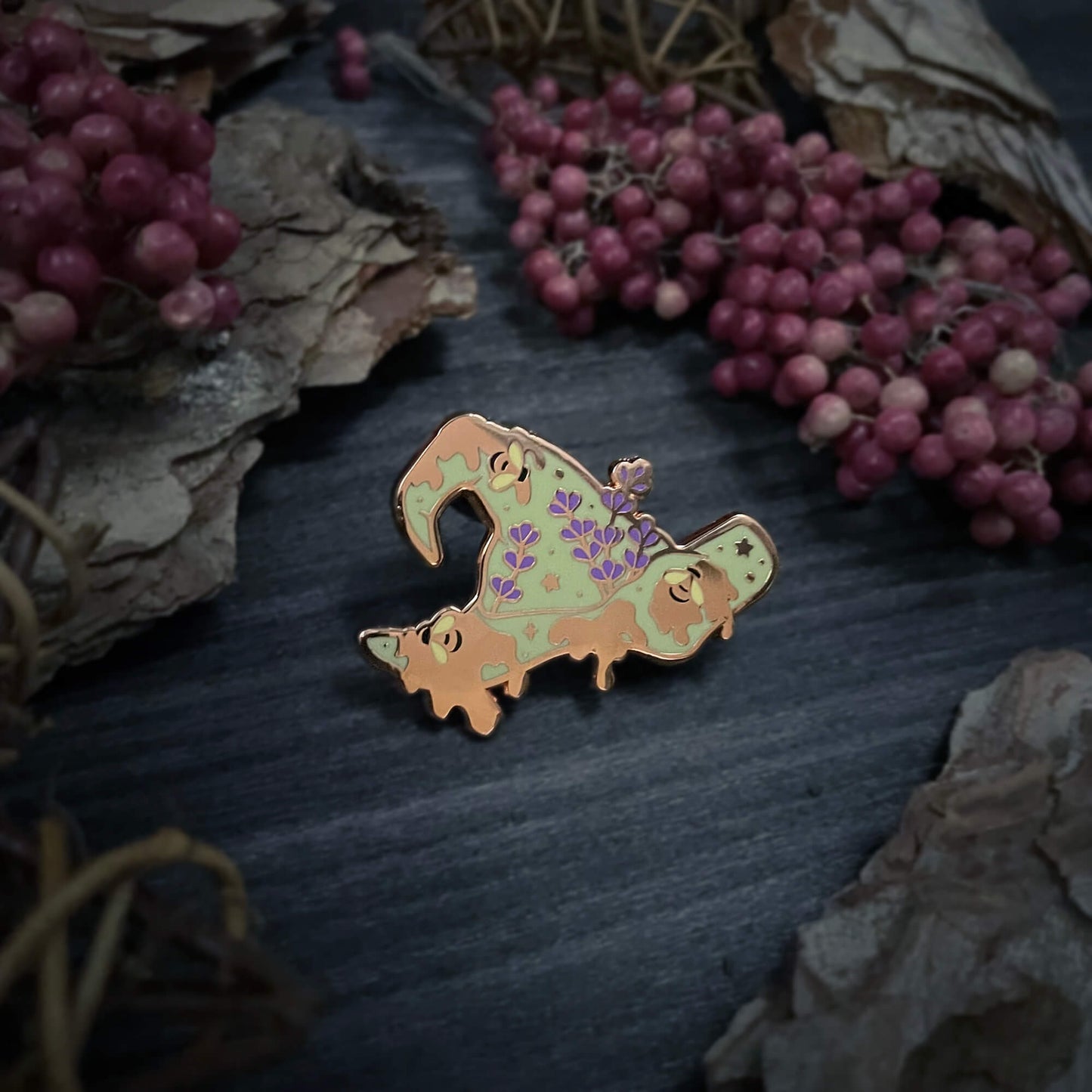 Lavender Honey Witch Pin