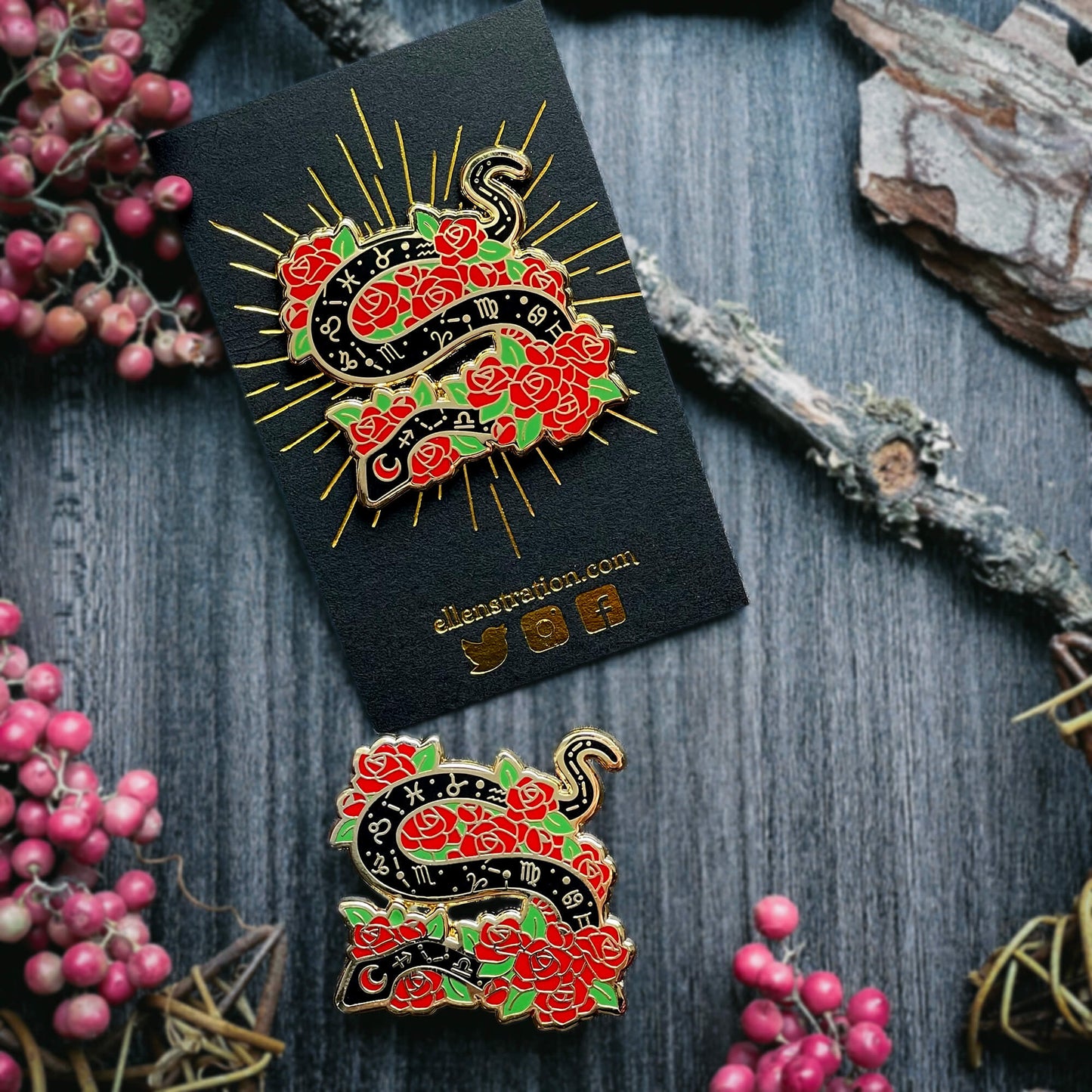 Eternal Ebony Snake Pin