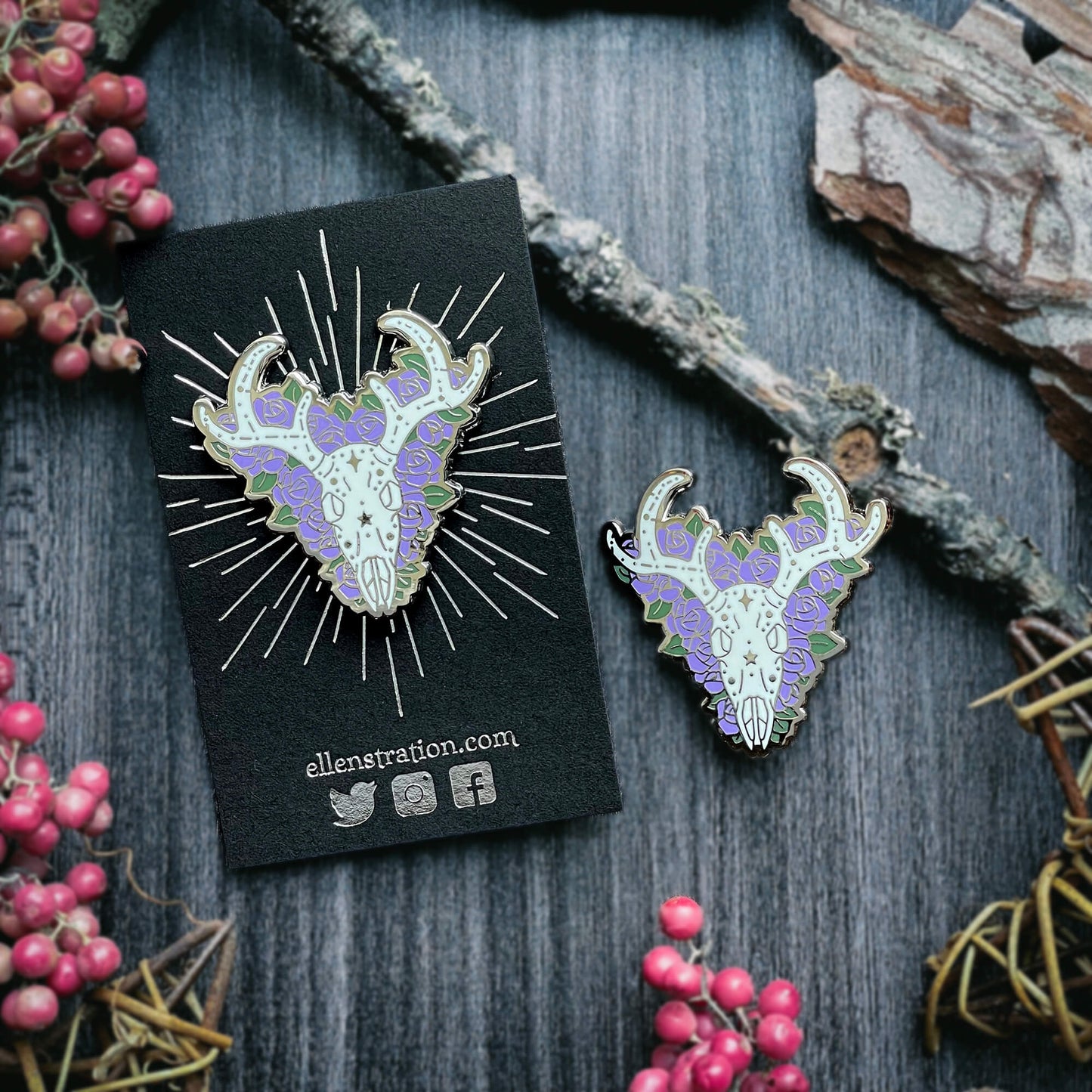Lilac Solitude Deer Pin
