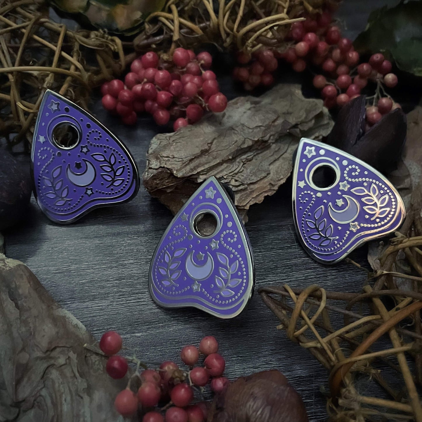 Midnight Amethyst Planchette Pin